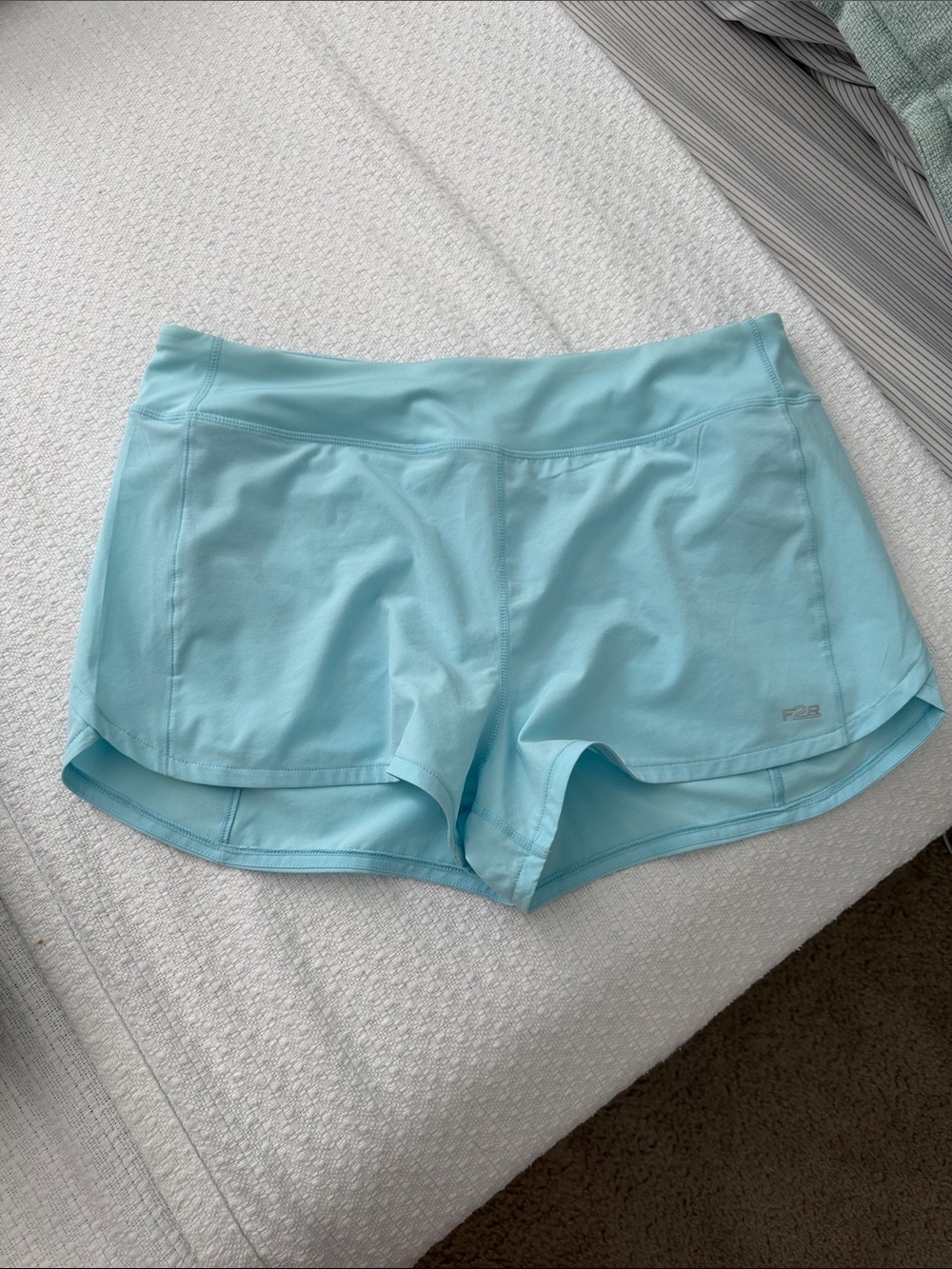 Women’s Light Blue Athletic Shorts with Wide Waistband